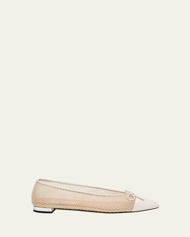 Gioia Mesh Net Cap-Toe Ballerina Flats